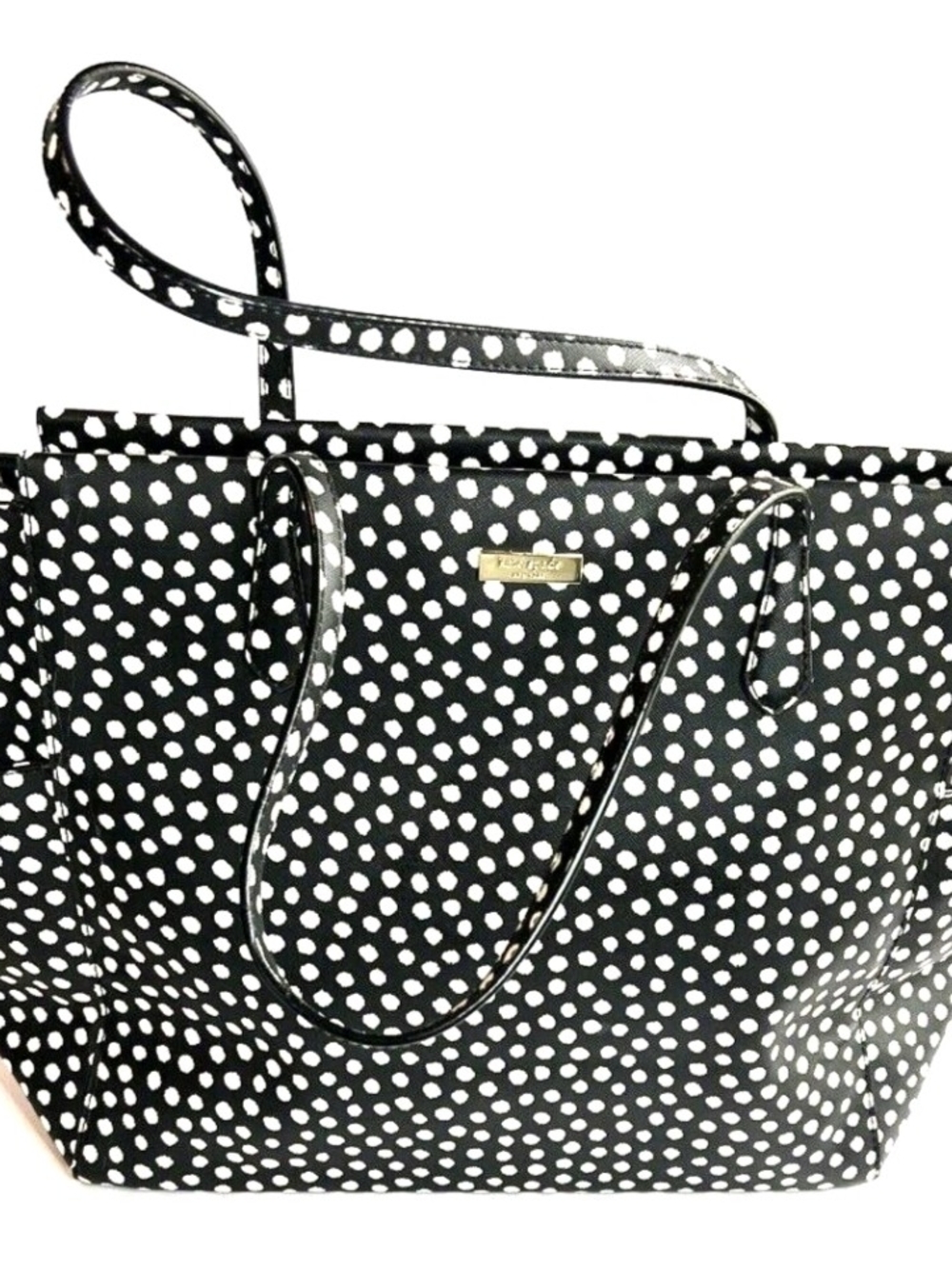 kate spade Musical Dot Black and White Polka Dot Travel Tote